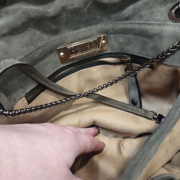 BE and D Suede Shoulder Bag Gray Python Embossed Rare Y2k Vintage Inspired - Picture 11 of 16